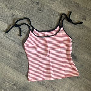 VTG 1950s Pink & White Stripe Taffeta & Velveteen Ribbon Tank Top by Teena Page